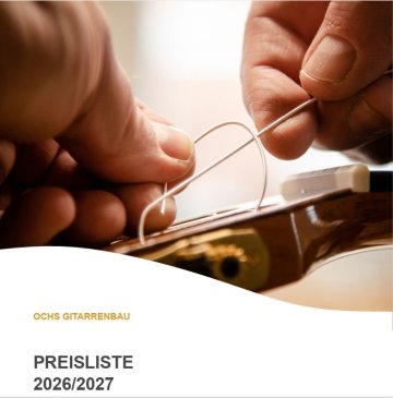 Titelblatt der Preisliste für Reparaturen und Instandsetzungsarbeiten von Thomas Ochs Gitarrenbau
